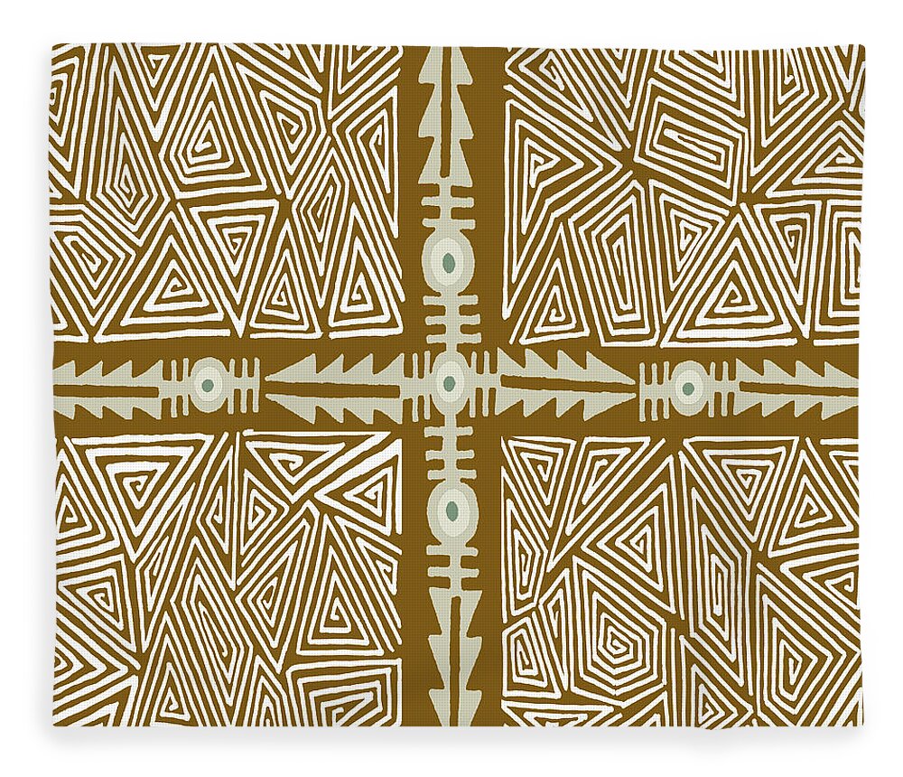 Shaman Ritual Map Fleece Blanket featuring the digital art Shaman VooDou Map by Vagabond Folk Art - Virginia Vivier