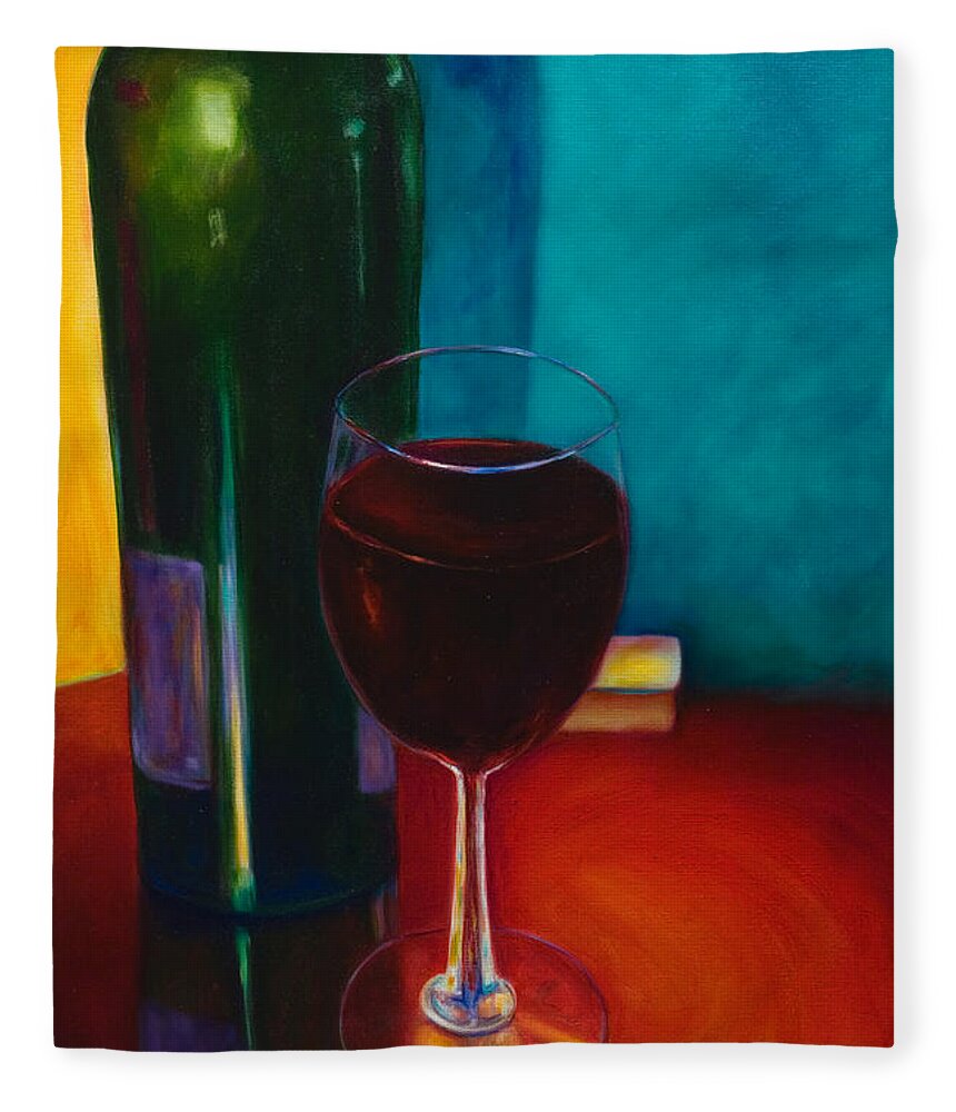 Wine Bottle Fleece Blanket featuring the painting Shannon's Red by Shannon Grissom