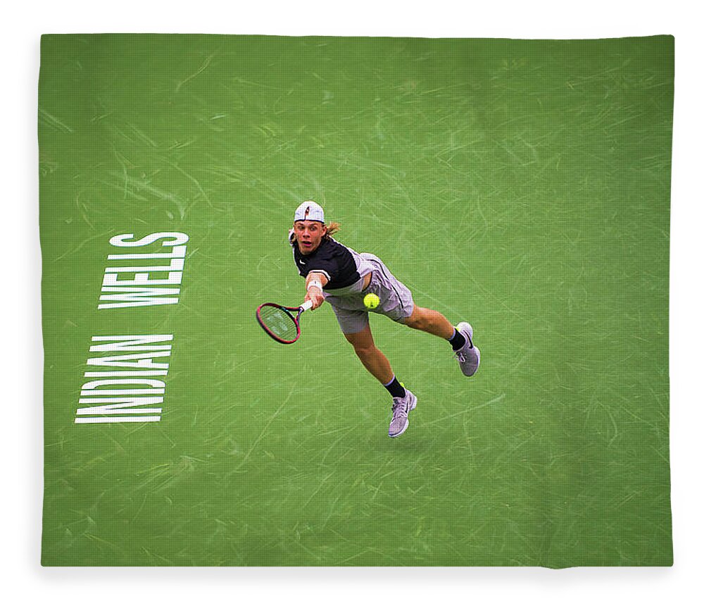 Tennis Fleece Blanket featuring the photograph Shapovalov by Bill Cubitt