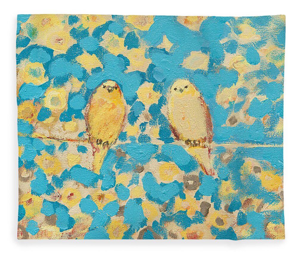 Impressionist Fleece Blanket featuring the painting Sharing a Sunny Perch by Jennifer Lommers