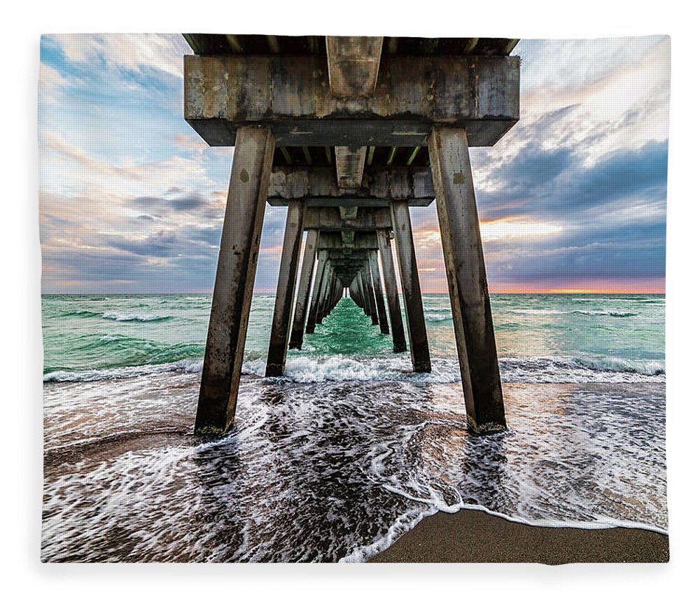 Florida Fleece Blanket featuring the photograph Sharky's Pier by Joe Holley