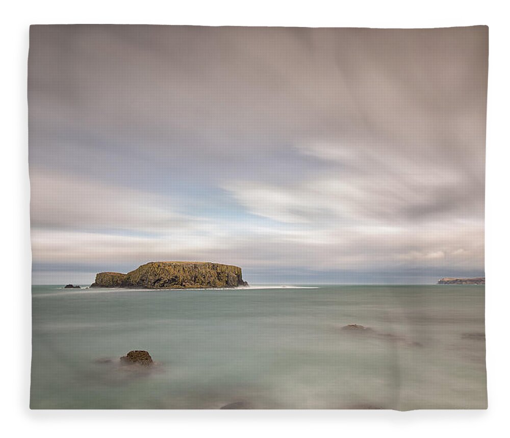 Sheep Island Fleece Blanket featuring the photograph Sheep Island - Larrybane by Nigel R Bell