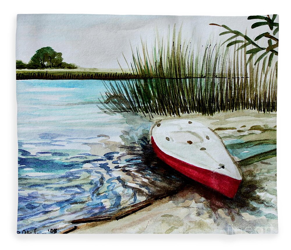 Landscape Fleece Blanket featuring the painting Ship Ahoy by Elizabeth Robinette Tyndall