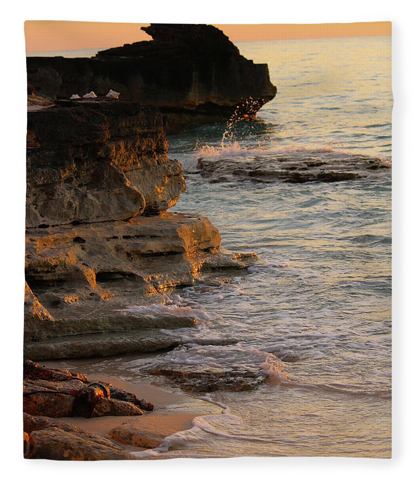 Shore Fleece Blanket featuring the photograph Shoreline in Bimini by Samantha Delory