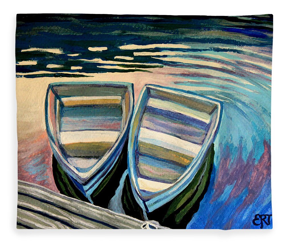 Boat Fleece Blanket featuring the painting Side By Side by Elizabeth Robinette Tyndall