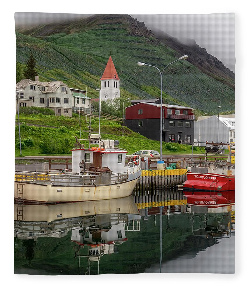 Iceland Fleece Blanket featuring the photograph Siglufjorour, Iceland by Tom Singleton
