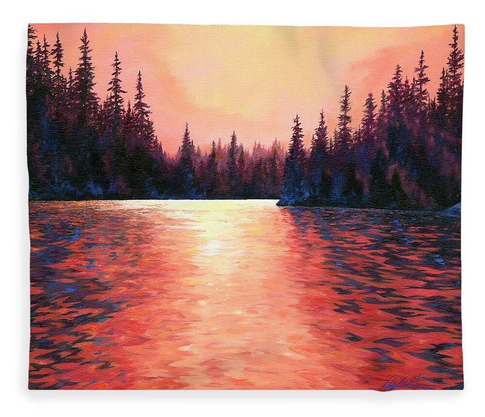 River Scenes Fleece Blanket featuring the painting Silent Treasures by Lucy West
