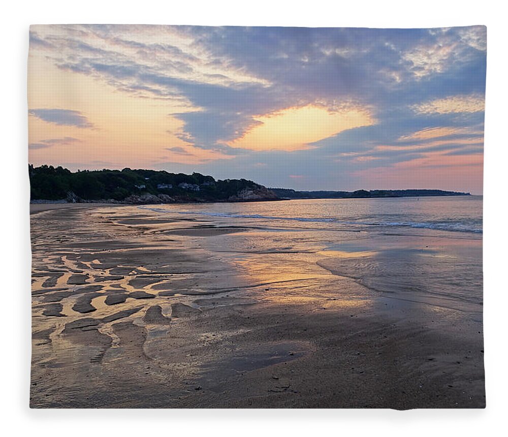 Manchester Fleece Blanket featuring the photograph Singing Beach Sandy Beach Manchester by the Sea MA Sunrise by Toby McGuire