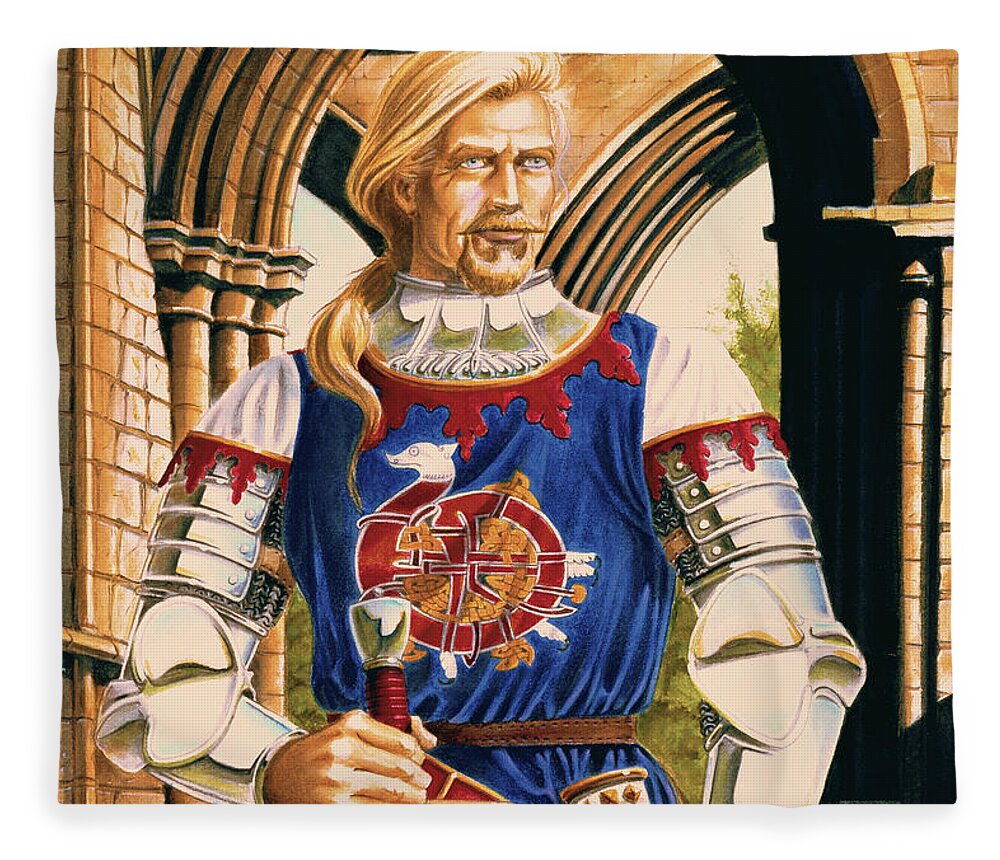 Swords Fleece Blanket featuring the painting Sir Dinadan by Melissa A Benson