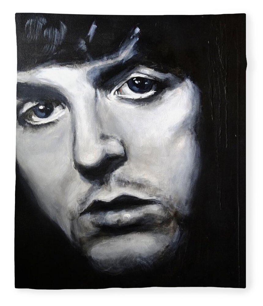 Celebrity Portrait Paul Mccartney During The Beatles Era. Fleece Blanket featuring the painting Sir Paul McCartney by Eric Dee