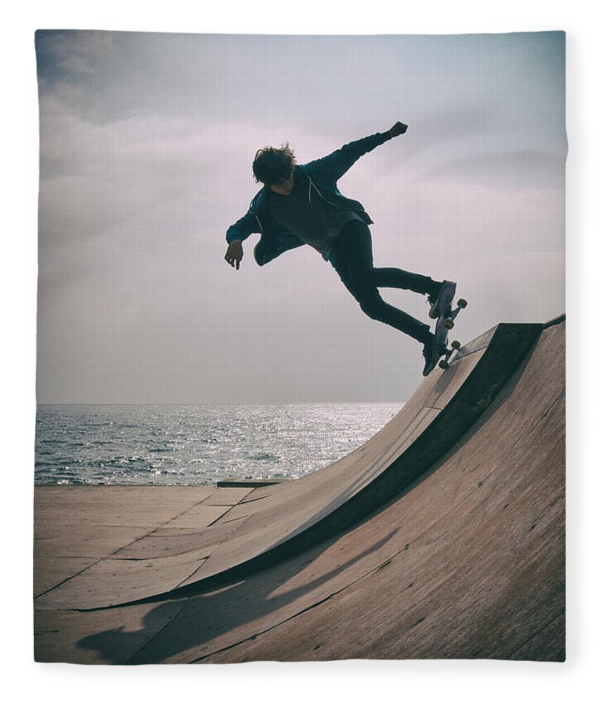 Skate Fleece Blanket featuring the photograph Skater Boy 007 by Clayton Bastiani