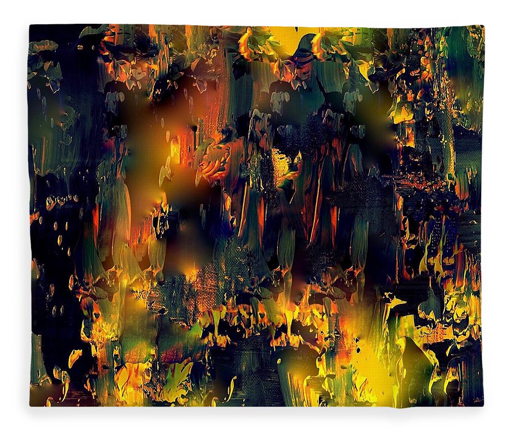 Painting-abstract Acrylic Fleece Blanket featuring the mixed media Skeleton Keyhole by Catalina Walker