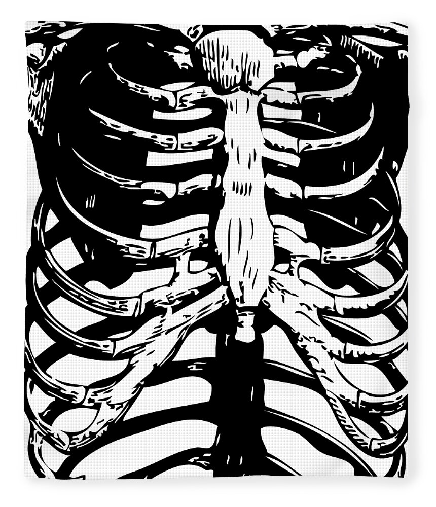 Skeleton Ribs Fleece Blanket featuring the digital art Skeleton Ribs by Eclectic at Heart