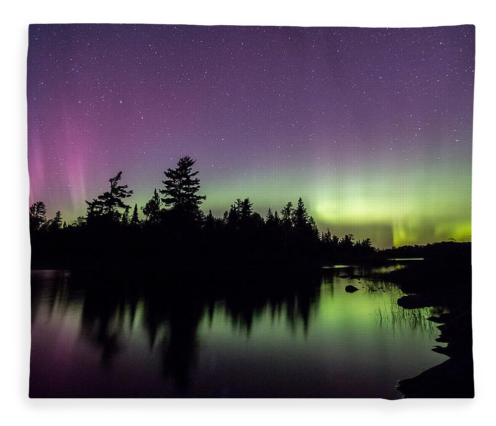 Boundary Waters Fleece Blanket featuring the photograph Sky Aglow by Paul Schultz