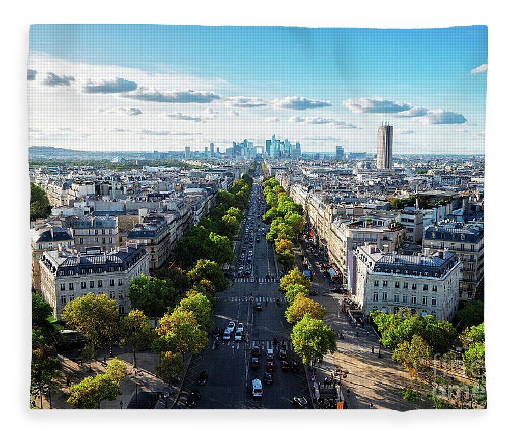 Paris Fleece Blanket featuring the photograph Skyline of Paris, France by Anastasy Yarmolovich