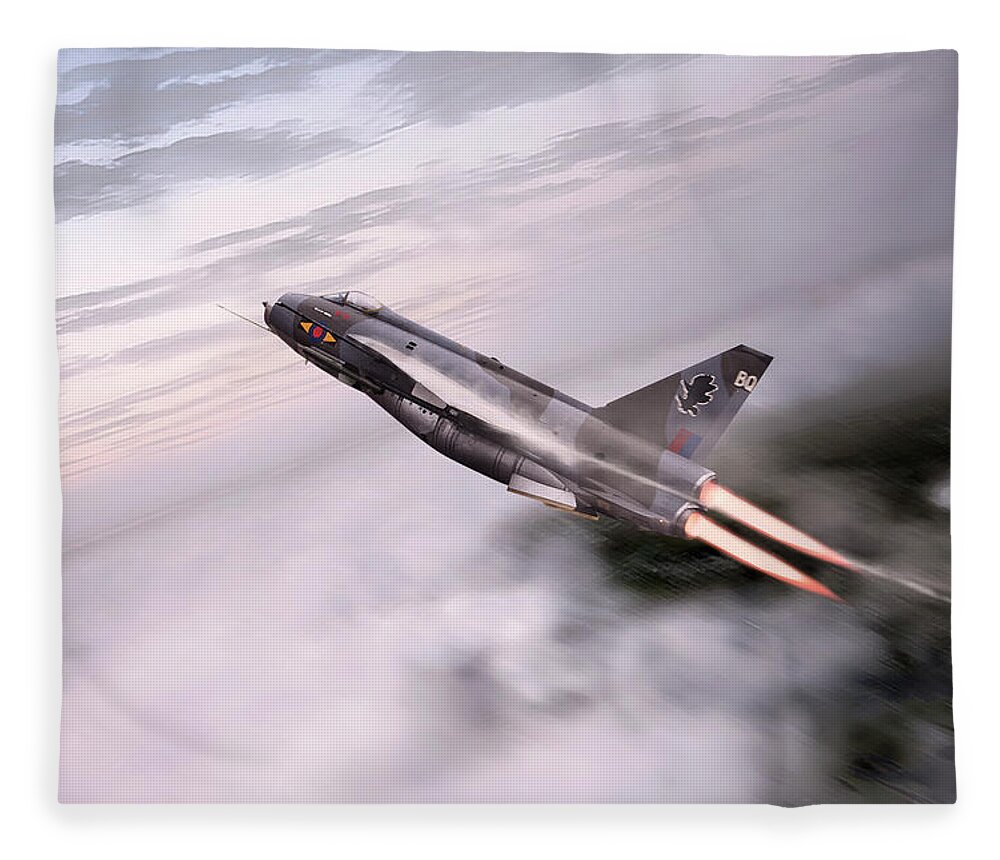 Lightning Art Fleece Blanket featuring the digital art Skyrocket by Airpower Art