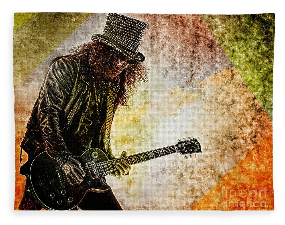 Slash - Guitarist Fleece Blanket by Ian Gledhill - Pixels
