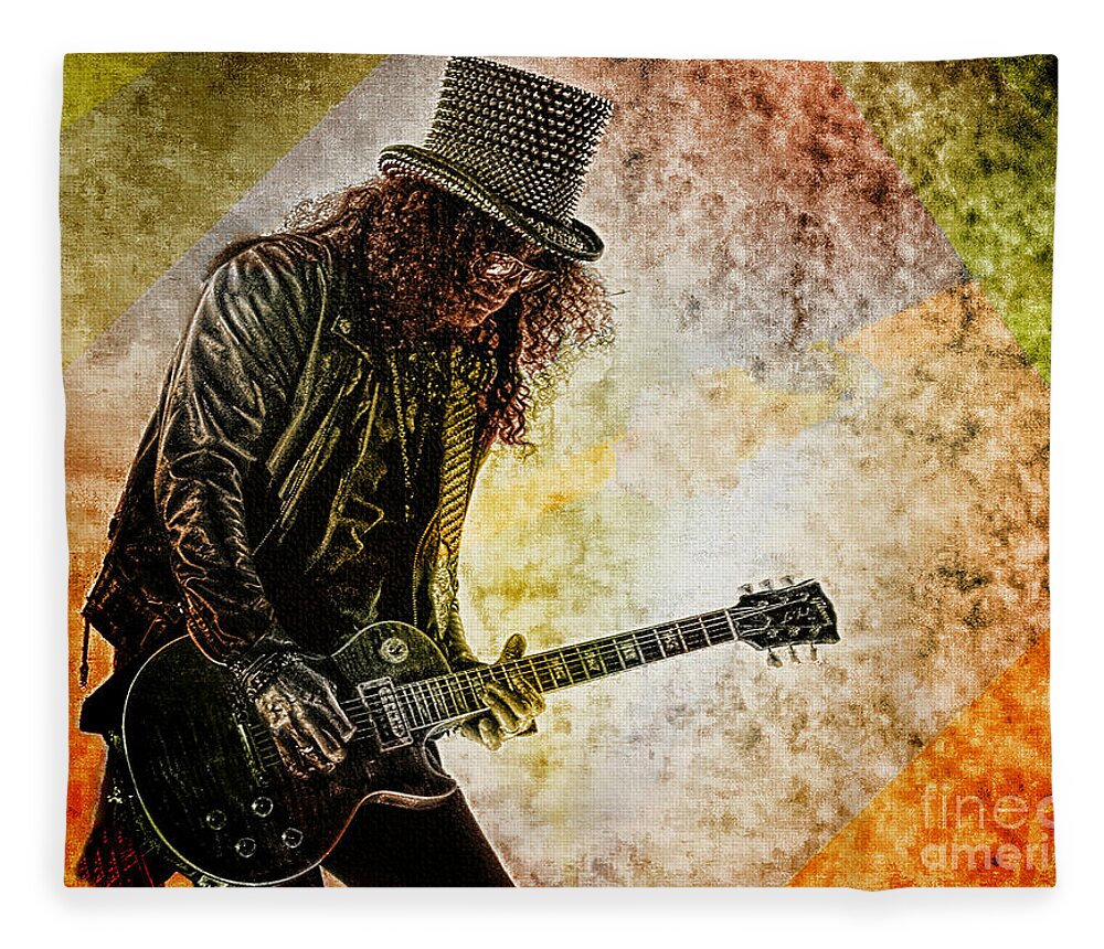 Slash - Guitarist Fleece Blanket by Ian Gledhill - Pixels