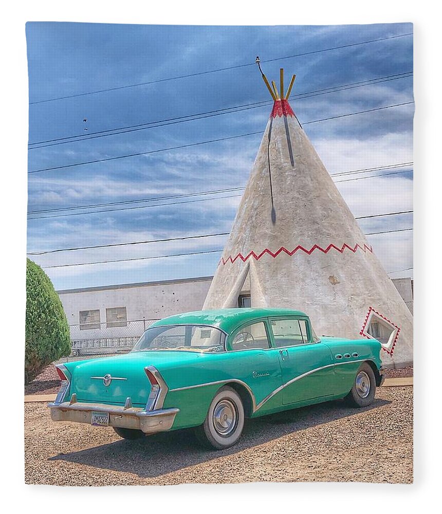 Route 66 Fleece Blanket featuring the photograph Sleep in a Wigwam by Sumoflam Photography