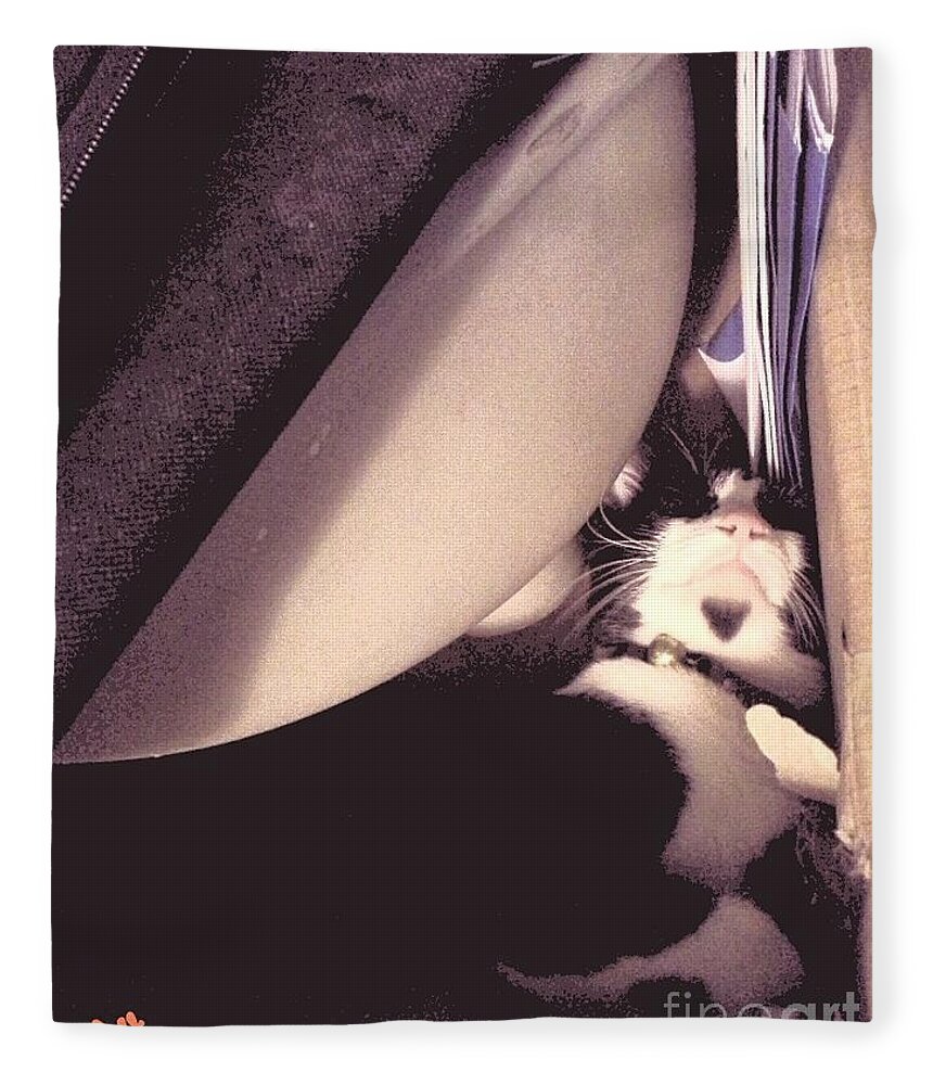 Cat Fleece Blanket featuring the photograph Sleeping with Things #2 by Sukalya Chearanantana