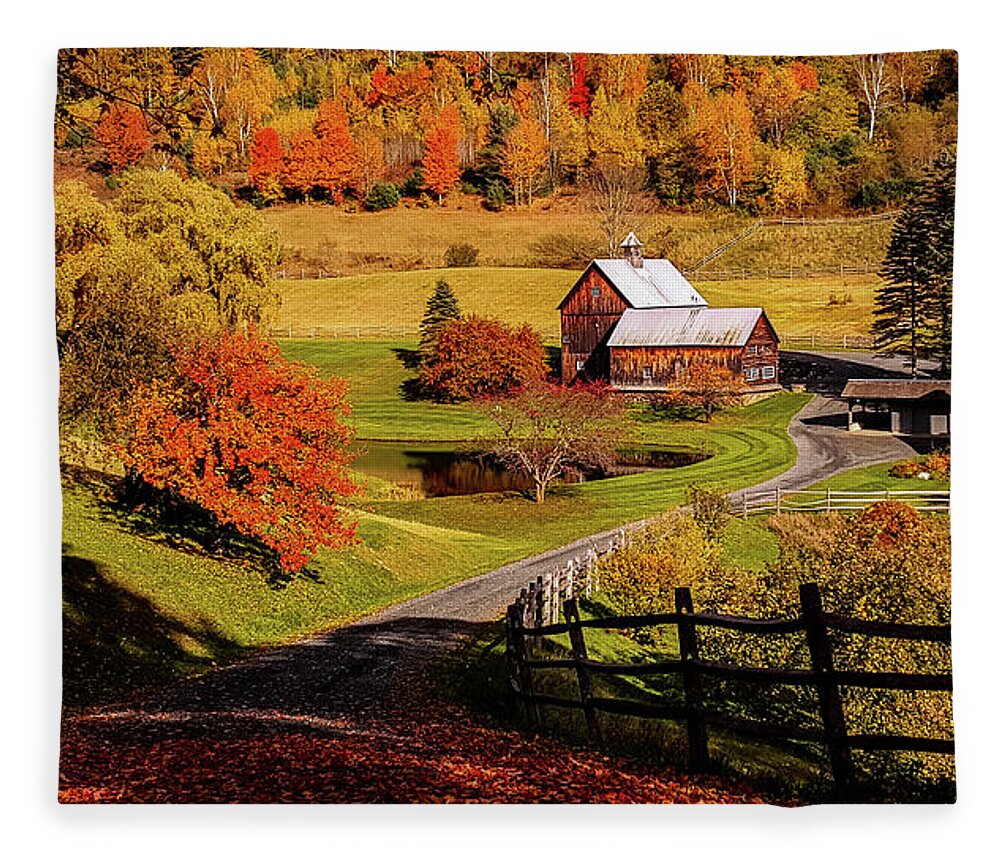 Autumn Foliage New England Fleece Blanket featuring the photograph Sleepy Hollow - Pomfret Vermont-2 by Jeff Folger