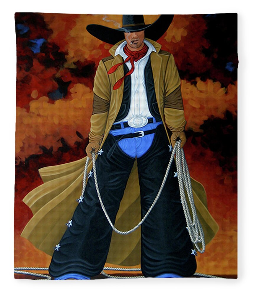  Fleece Blanket featuring the painting Smokey by Lance Headlee