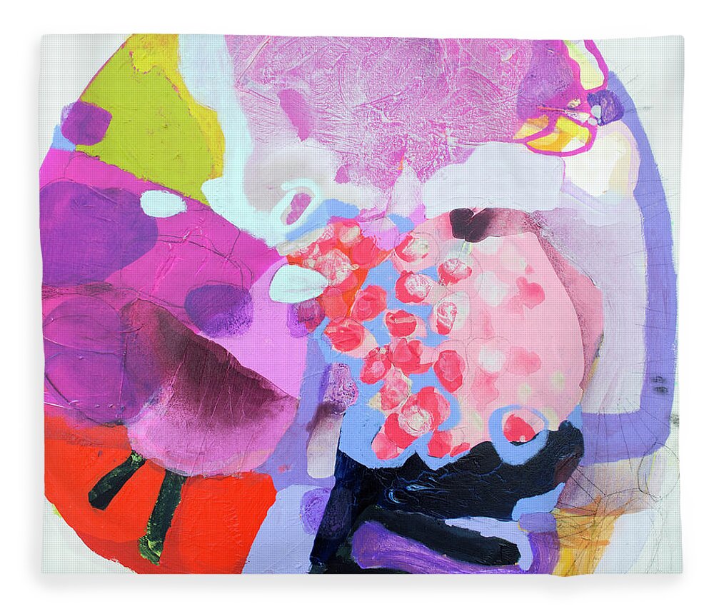 Abstract Fleece Blanket featuring the painting Smug by Claire Desjardins