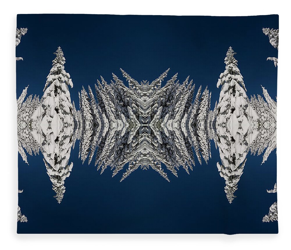 Frost Fleece Blanket featuring the digital art Snow Covered Trees Kaleidoscope by Pelo Blanco Photo