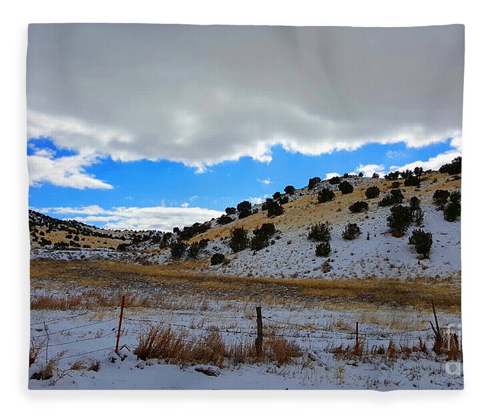 Southwest Landscape Fleece Blanket featuring the photograph Snow in the Desert by Robert WK Clark