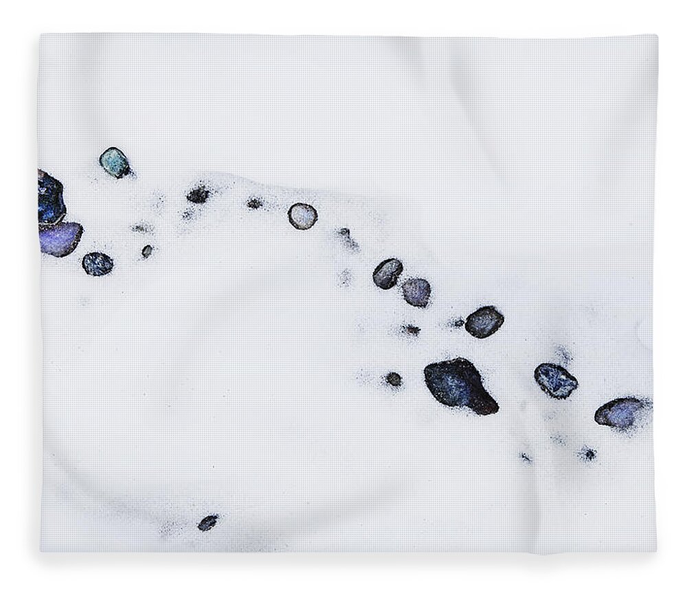 Theresa Tahara Fleece Blanket featuring the photograph Snow Pebbles Right by Theresa Tahara