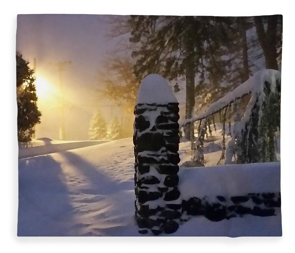 Snow Fleece Blanket featuring the photograph Snow Storm by Street Light by Vic Ritchey