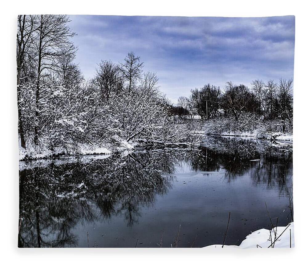 Snow Fleece Blanket featuring the photograph Snowy Ellicott Creek by Nicole Lloyd