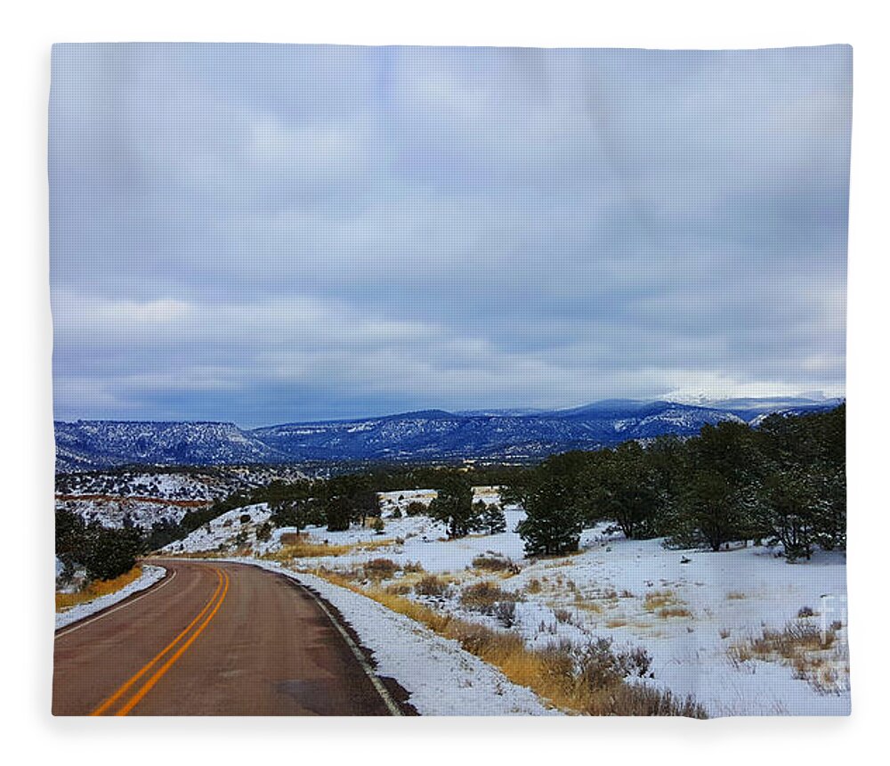 Southwest Landscape Fleece Blanket featuring the photograph Snowy hills by Robert WK Clark