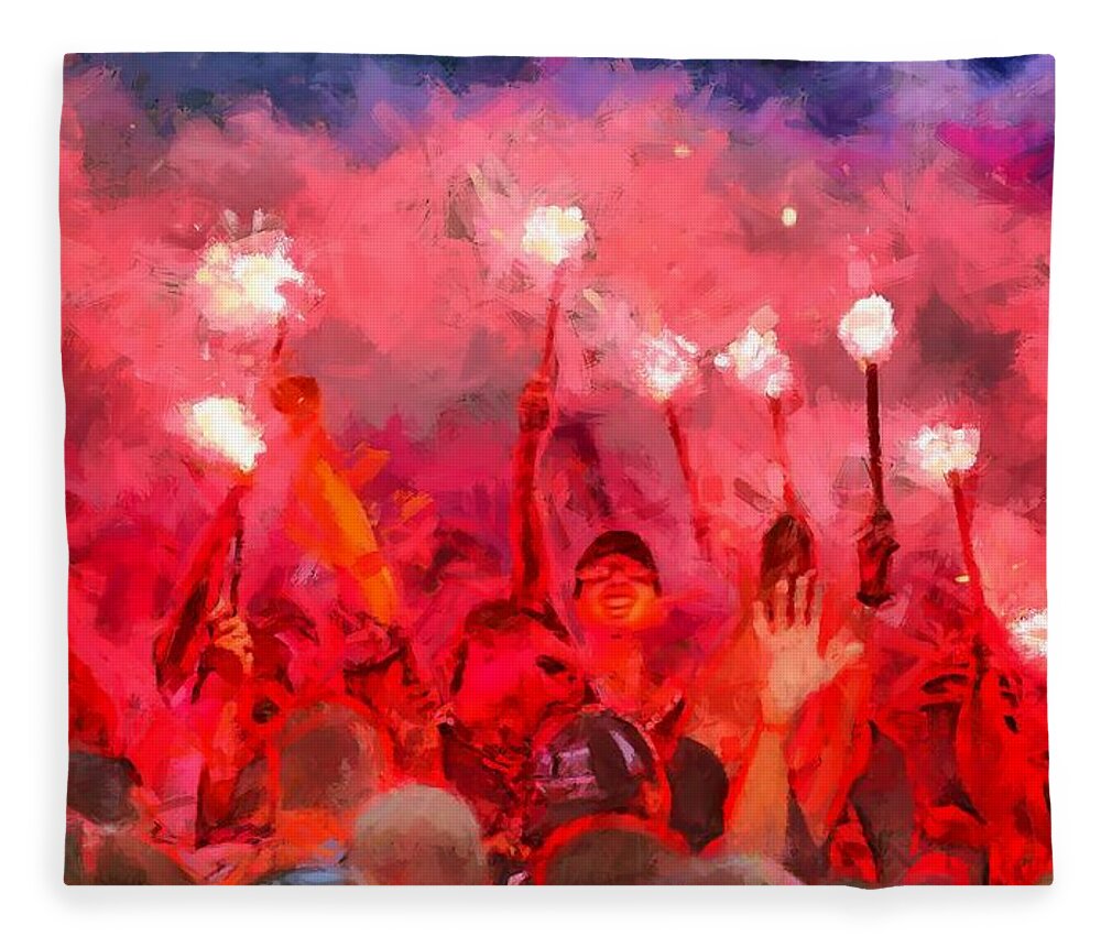 Soccer Fans Fleece Blanket featuring the digital art Soccer Fans Pictures by Caito Junqueira