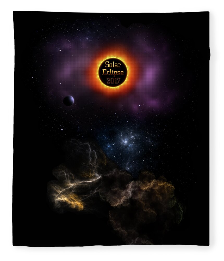 Solar Eclipse Fleece Blanket featuring the digital art Solar Eclipse 2017 Nebula Bloom by Rolando Burbon