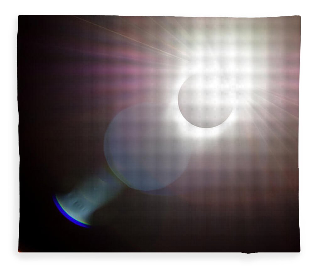 Darin Volpe Nature Fleece Blanket featuring the photograph Solar Flare -- 2017 Solar Eclipse in Independence, Oregon by Darin Volpe
