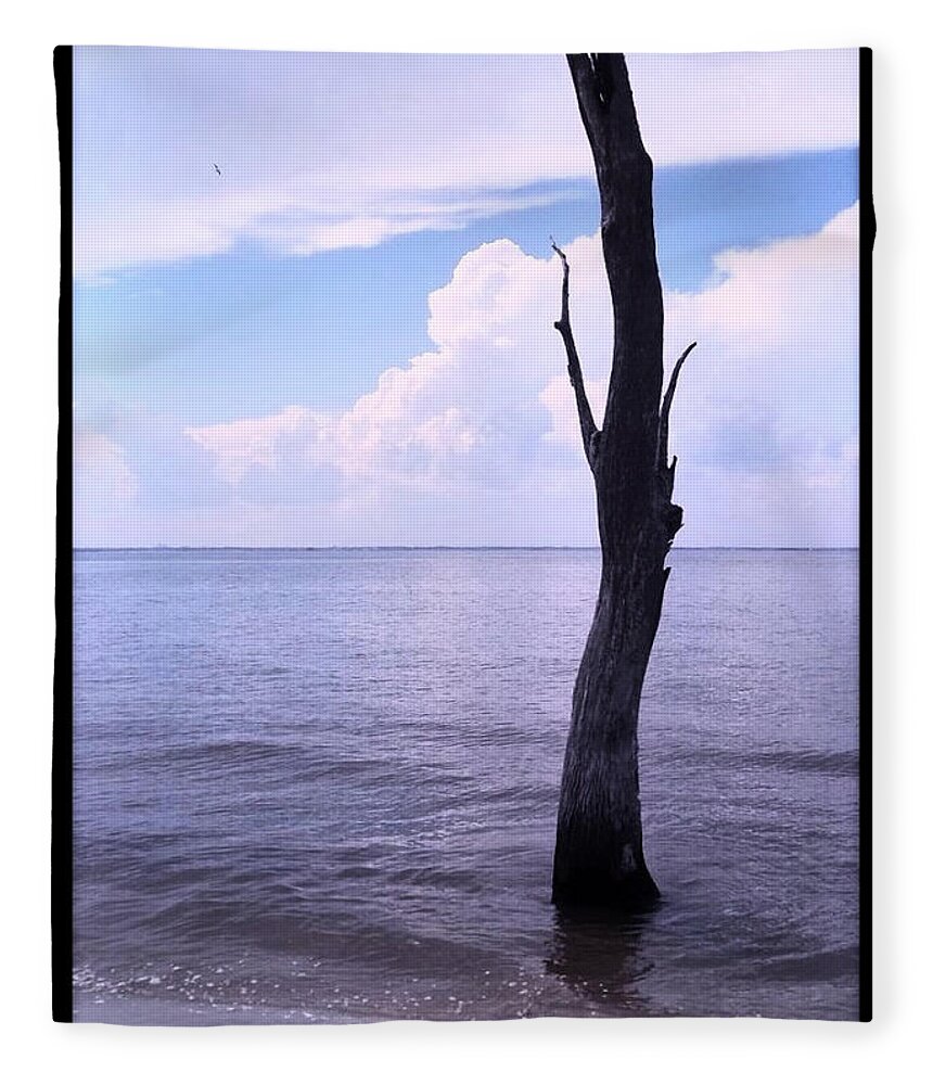 Jekyll Island Fleece Blanket featuring the photograph Solitude at Sea by Rebecca Stephens