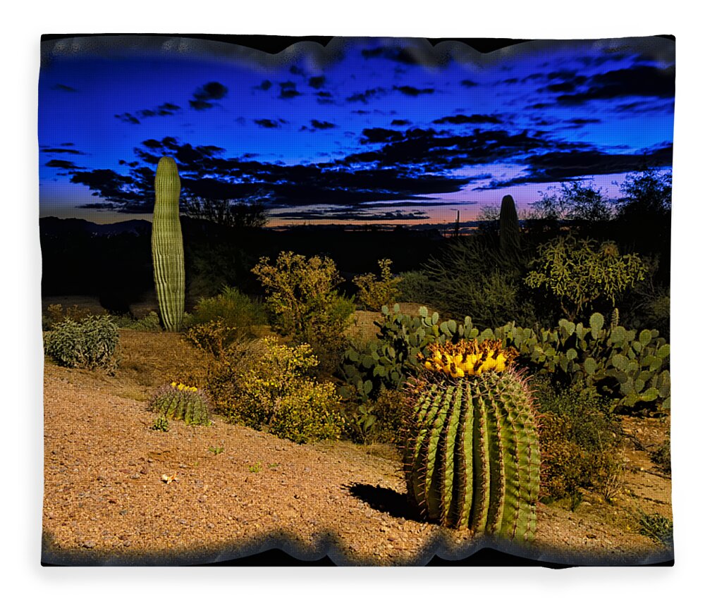 Cactus Fleece Blanket featuring the photograph Sonoran Twilight by Mark Myhaver