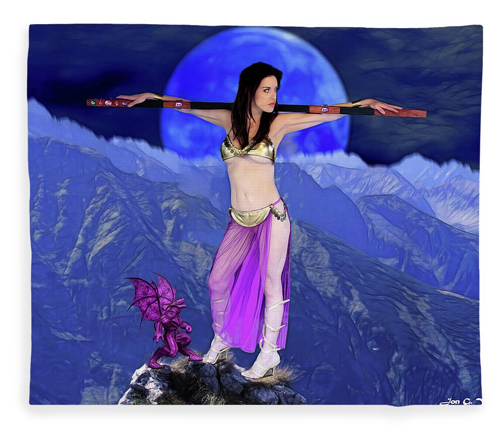 Fantasy Fleece Blanket featuring the photograph Sorceress And Her Familar by Jon Volden