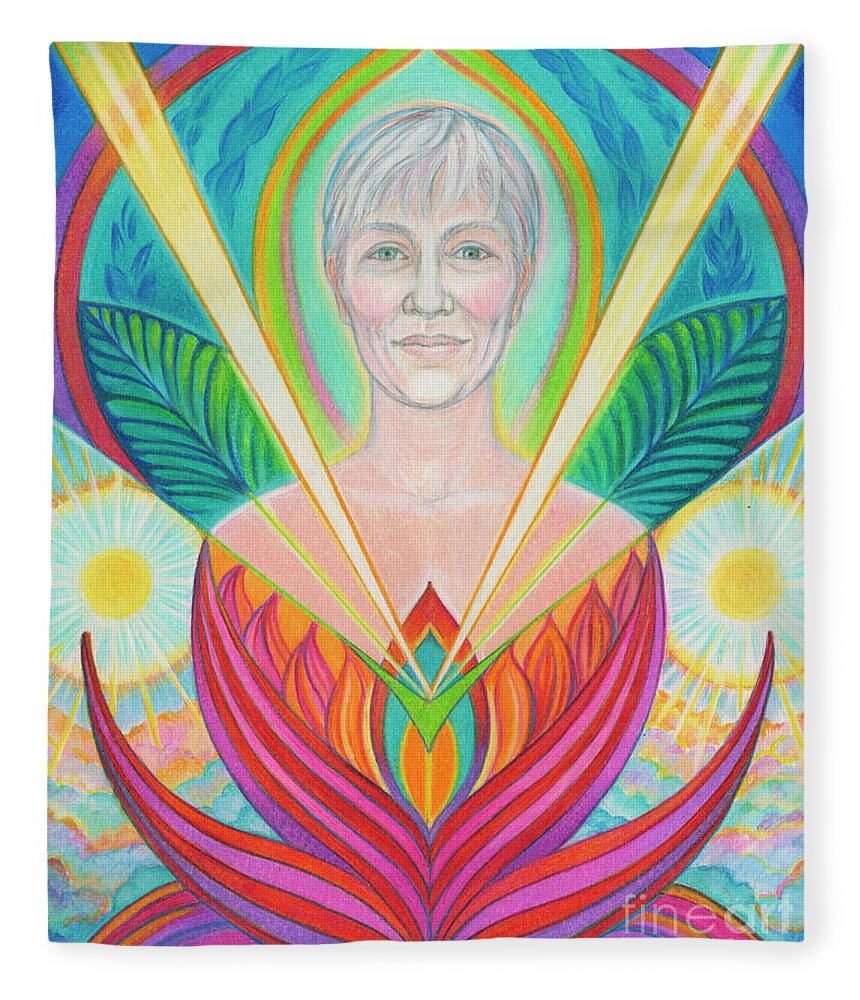 Spiritual Fleece Blanket featuring the drawing Soul Portrait Beth by Debra Hitchcock