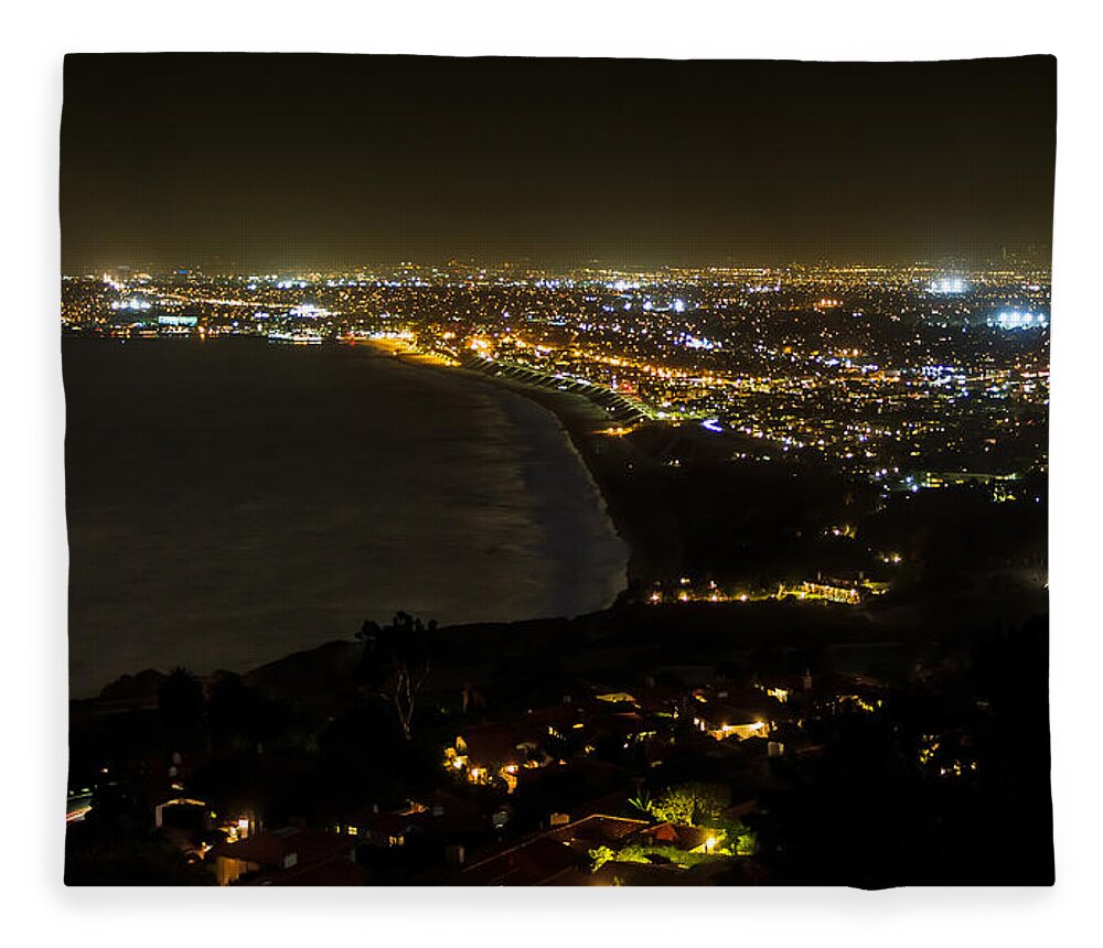 Water Fleece Blanket featuring the photograph South Bay at Night by Ed Clark