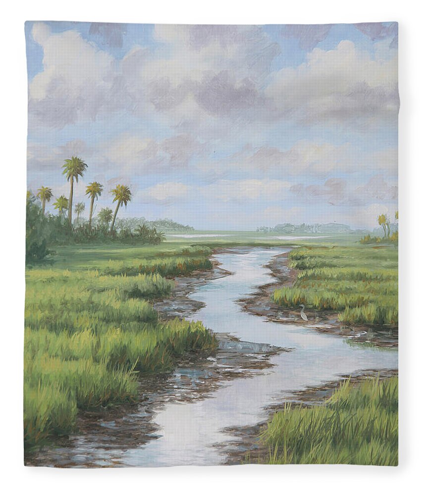 South Carolina Art Fleece Blanket featuring the painting South Carolina Creek by Guy Crittenden