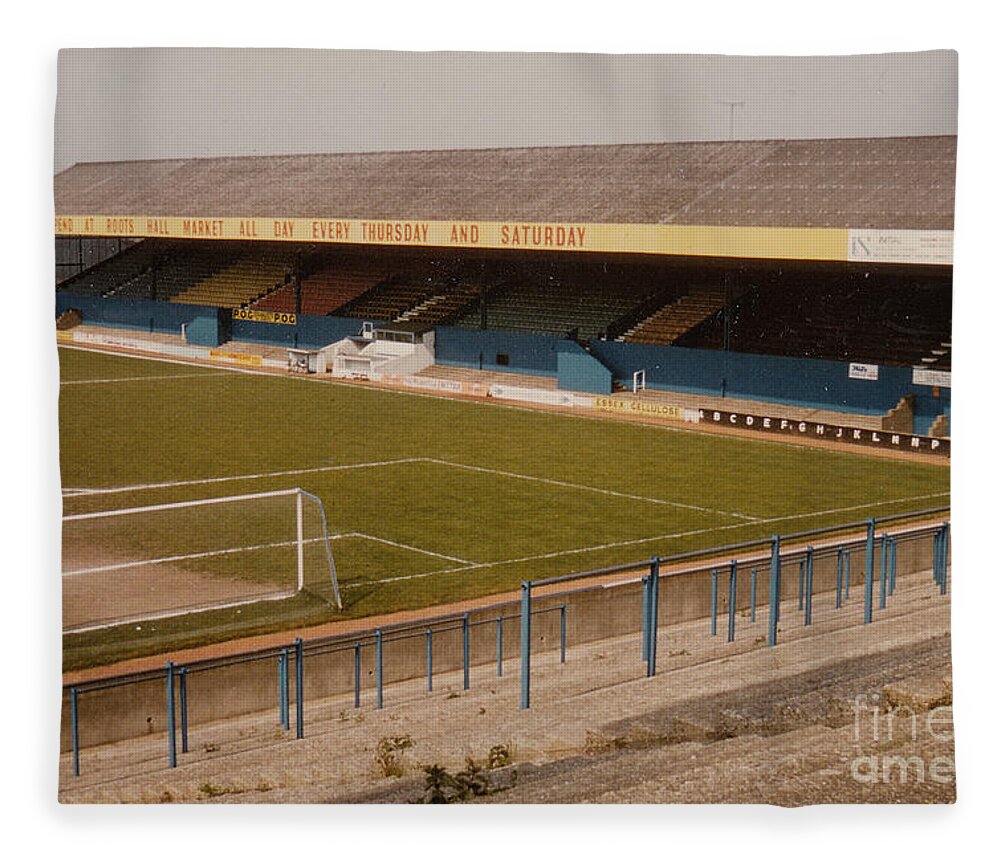  Fleece Blanket featuring the photograph Southend United - Roots Hall - East Stand 2 - 1970s by Legendary Football Grounds
