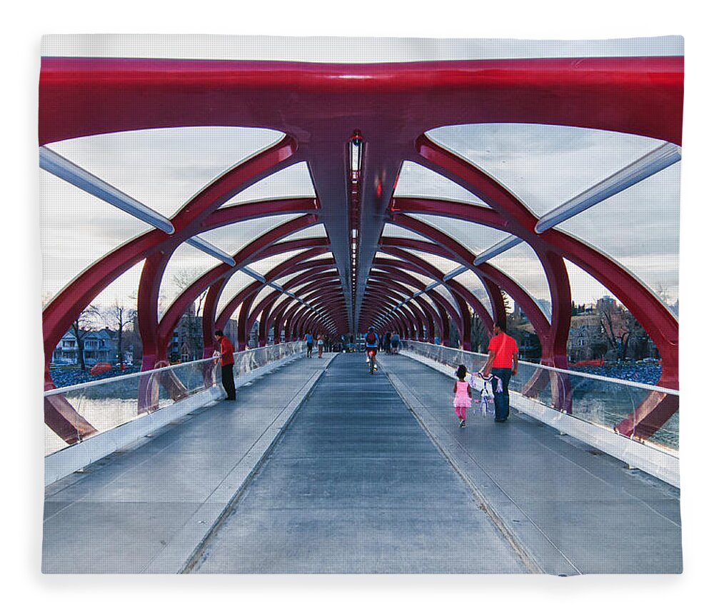 Bow River Bridge Fleece Blanket featuring the photograph Space Bridge by Guy Whiteley