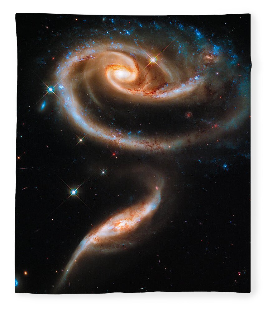 Space Fleece Blanket featuring the digital art Space image Galaxy rose by Matthias Hauser