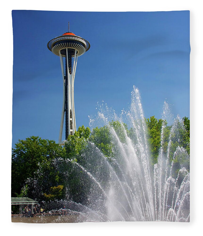 Seattle Fleece Blanket featuring the photograph Space Needle in Seattle by Bruce Block