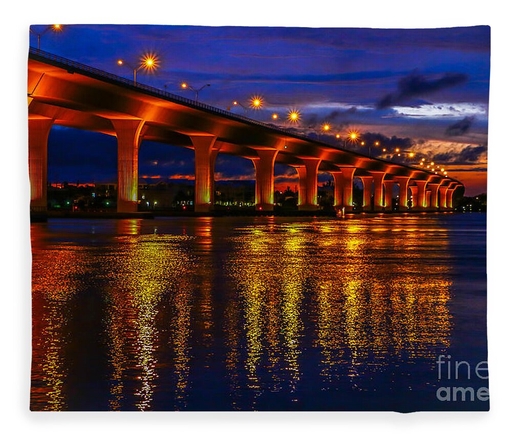 Bridge Fleece Blanket featuring the photograph Sparkling Water by Tom Claud