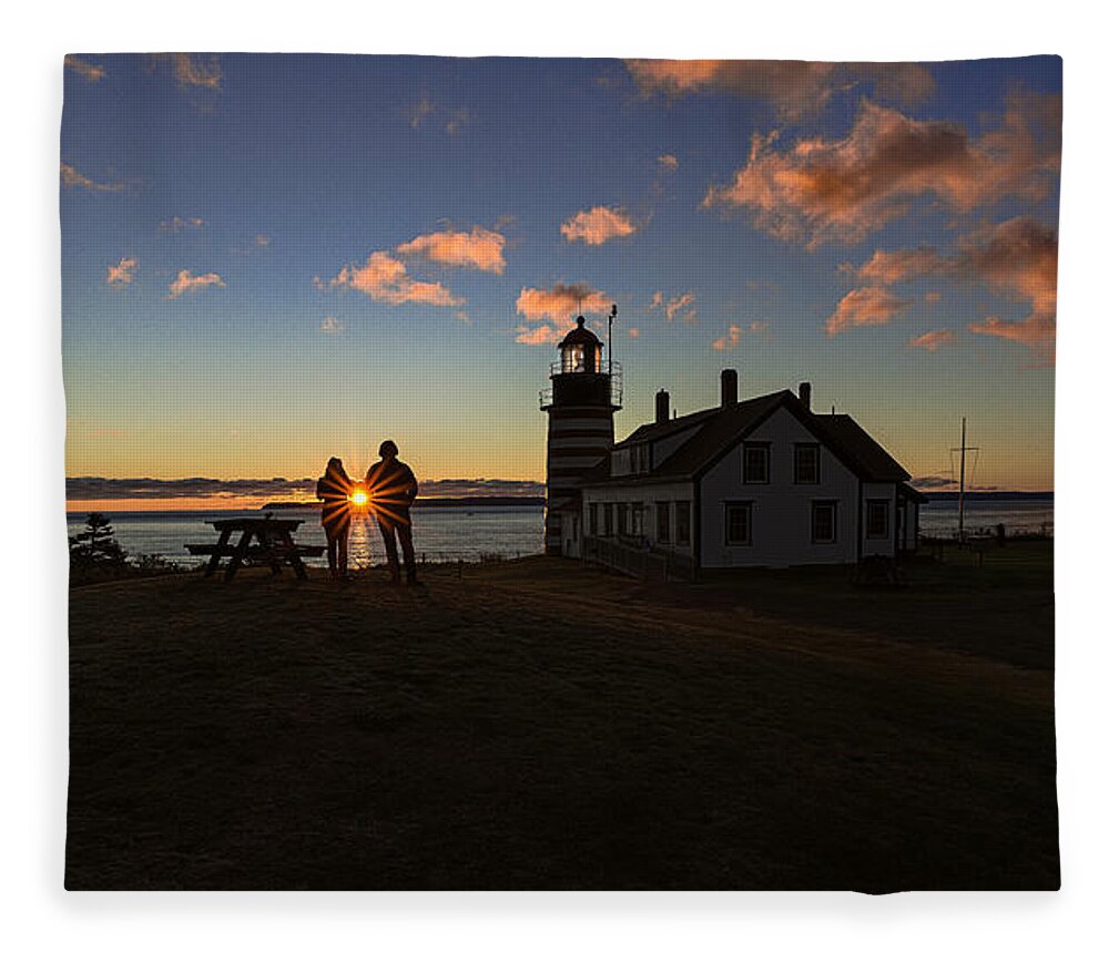 West Quoddy Head Lighthouse Fleece Blanket featuring the photograph Special Moment Sunrise at West Quoddy Head Lighthouse by Marty Saccone
