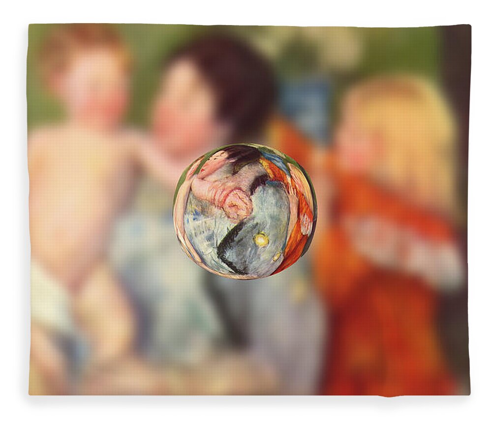 Abstract In The Living Room Fleece Blanket featuring the digital art Sphere II Cassatt by David Bridburg