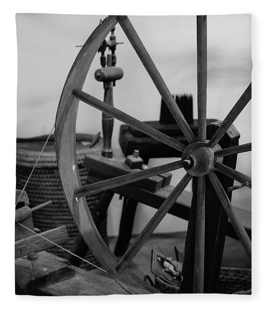 Spinning Wheel Fleece Blanket featuring the photograph Spinning Wheel at Mount Vernon by Nicole Lloyd